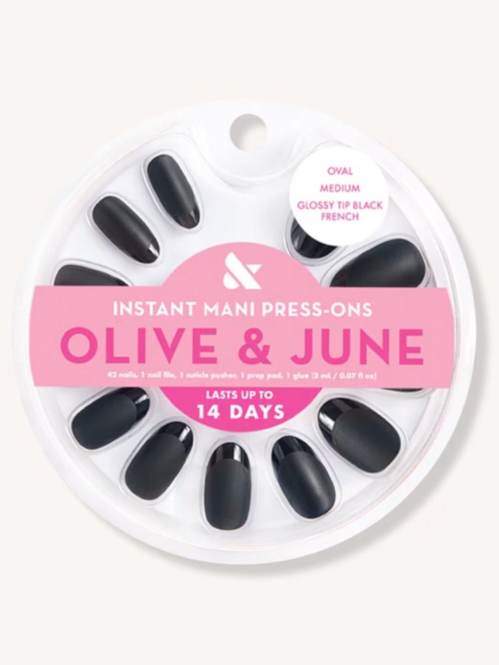 Instant Mani Press-On Nails Glossy Tip Black French